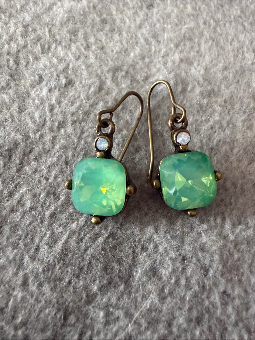 Green Opal Cushion Drop Earrings - Women's Jewelry